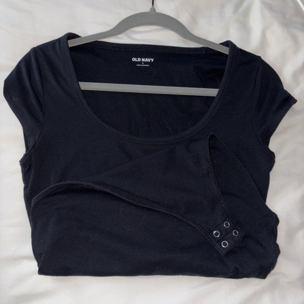 old navy plain black scoop neck bodysuit